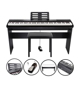 Jwin Sapphire SDP-110 Çekiç Aksiyonlu 88 Tuşlu Dijital Piyano + Tabure - Siyah