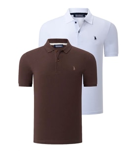 İKİLİ SET T8561 DEWBERRY ERKEK TSHIRT-KAHVE-BEYAZ