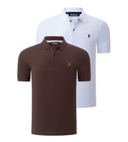 İKİLİ SET T8561 DEWBERRY ERKEK TSHIRT-KAHVE-BEYAZ