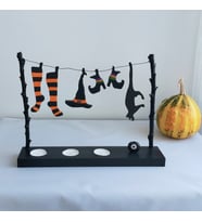 Woodensea Halloween Cadılar Bayramı Tasarımlı Mumluk Biblo El Yapımı (K.Siyah)
