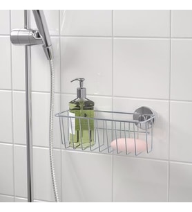 Duş Sepeti IKEA Vantuzlu MeridyenDukkan çinko kaplama 24x11 cm Çelik, Galvanizli, Banyo Duvar Rafı (Metal)