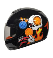 M201VR Skull Black Motosiklet Çocuk Kaskı Full Face Kids Kask