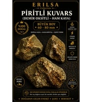 Sertifikalı Piritli Kuvars Demir Oksitli Kütle - Doğal Kaya Büyük Boy 60-80 mm Koleksiyonluk Taş