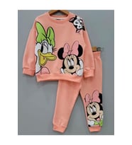 Kız Çocuk Mickey Eşofman Takımı (Şeftali - Açık Bej)