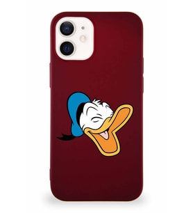 Apple iPhone 12 Mini Soft Premier Kapak Donald Duck-E Tasarımlı Silikon Kılıf - Mürdüm (Şeffaf)
