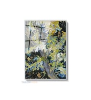 Dikey Çerçeveli Cam Vangogh 45 Modern Ev Dekoru Duvar Sanatı Ev Ofis Tablosu (Gümüş)
