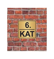 6. Kat  Yazılı Metal Yönlendirme Levhası 15x15 cm altın