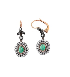 1.13 Karat Elmaslı Oval Zümrüt Küpe EE190