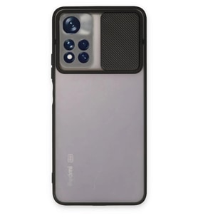 Durukar® Redmi Note 11T Kılıf Palm Buzlu Kamera Sürgülü Silikon - Siyah