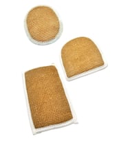 Doğal Jüt İp 3'lü Banyo Lifi Hamam Kese Seti (Yüz + Vücud + Sırt) - Set8 (Renksiz)