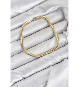 CM Yassı Yılan Zincir Model Gold Renk Pirinç Kadın Bileklik