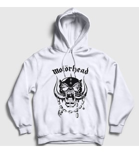Presmono Unisex Beyaz Logo Motörhead Kapüşonlu Sweatshirt 68763tt