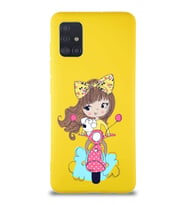 Samsung Galaxy A51 Soft Premier Kapak Vespagirl Tasarımlı Silikon Kılıf - Sarı (Şeffaf)