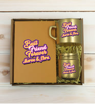 BK Gift Kişiye Özel İsimli DTF Best Friend Temalı Gold Defter & Kahve Fincanı & Mum Hediye Seti-3, Arkadaşa Hediye, Doğum Günü Hediyesi