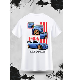 Suzuki Cappuccino Sırt Baskılı Unisex T-shirt/Tişört (Beyaz)