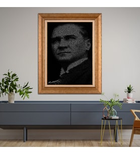 Altın Varaklı Paspartulu Çerçeveli Tablo rv991