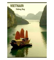 Vietnam : Halong Körfezi Turizm Reklam Baskısı Tablo Ahşap Poster Dekoratif