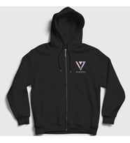 Presmono Unisex Siyah Logo K Pop Seventeen Fermuarlı Kapüşonlu Sweatshirt 549567tt