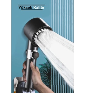 Sl Yeni Nesil Masajlı 3 Fonksiyonlu Siyah Renk Start-Stop Ultra Kaliteli Sağlam Basınçlı Duş Başlığı