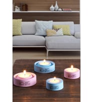 Holder  4'Lü Set Mumluk  Tea Light Mumluk Seti  Pembe-Mavi (Beyaz)