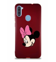 Samsung Galaxy A11 Soft Premier Kapak Minnie Mouse-B Tasarımlı Silikon Kılıf - Mürdüm (Şeffaf)