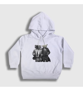 Presmono Unisex Çocuk Beyaz Team Skibidi Toilet Kapüşonlu Sweatshirt 482392tt