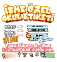 Okul Etiketi Kalem Defter Etiketi İsme Özel Etiket SET06