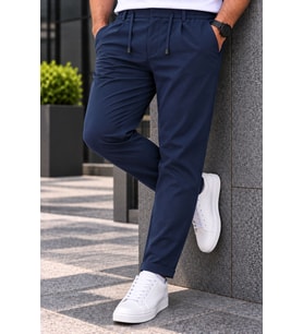 Erkek Esnek Diagonal Kumaş Jogger Pantolon