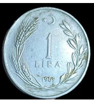 1 lira 1965 yılı koleksiyon madeni para
