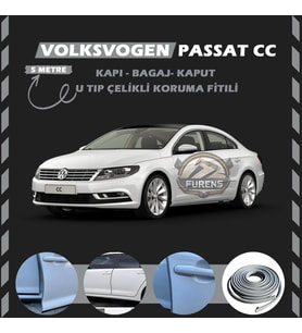 Volksvogen Passat cc Oto Araç Kapı Koruma Fitili 5metre Parlak Gri Renk