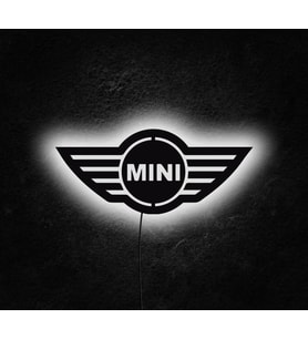 Mini Cooper Tasarımlı Led Mdf Duvar Tablosu, 6mm Ahşap Duvar Dekoru