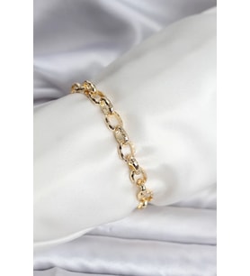 14K Gold Renk Kaplama Lazerli Zincir Model CM Kadın Bileklik - TJ-BB8120