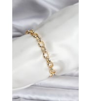 14K Gold Renk Kaplama Lazerli Zincir Model CM Kadın Bileklik - TJ-BB8120