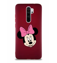 Xiaomi Redmi Note 8 Pro Soft Premier Kapak Minnie Mouse-C Tasarımlı Silikon Kılıf - Mürdüm (Şeffaf)