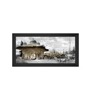Eski İstanbul 3. Ahmet Çeşmesi Motifli Kanvas Tablo 50 x 70 cm Siyah Çerçeve