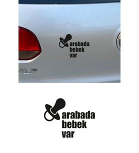 Emzik Ve Arabada Bebek Var Yazısı Stickerı 16x12cm