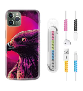 Apple iPhone 11 12 13 14 Pro Max Kılıf Kablo Koruma Spiral Silikon Red Eagle 1752