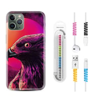 Apple iPhone 11 12 13 14 Pro Max Kılıf Kablo Koruma Spiral Silikon Red Eagle 1752