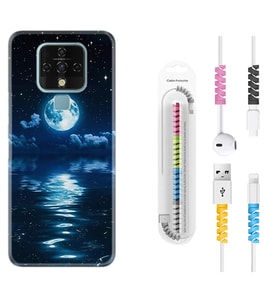 Tecno Camon 16 18P Pova 3 Pova Neo Kılıf Kablo Koruma Spiral Silikon Night Moon 1133