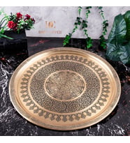 DMT Gaziantep Sarı Bakır 35 cm Osmanlı El İşi Sunum Gold tepsi Kına tepsisi 35 cm