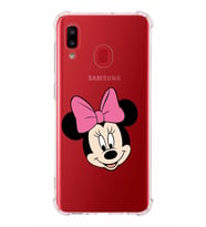 Samsung Galaxy A30 Köşe Korumalı Antişok Kapak Minnie Mouse Tasarımlı Şeffaf Kılıf