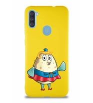 Samsung Galaxy A11 Soft Premier Kapak Bayan Puff Tasarımlı Silikon Kılıf - Sarı (Şeffaf)