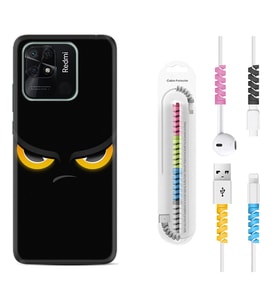 Xiaomi Poco X3 Pro M4 Pro X4 Pro C40 10C Kılıf Kablo Koruma Spiral Silikon Black Eyes 1644