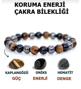 Kaplan Gözü, Hematit Ve Oniks Doğal Taş Erkek Bileklik Sevgiliye Doğum Günü Hediyesi