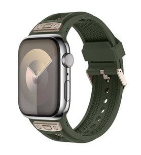 Apple Watch 42mm Uyumlu Kordon Zore KRD-117 Hava Alabilen Delikli Metal Süslemeli Desenli Silikon Kayış