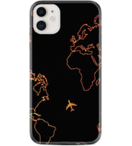 Apple iPhone 11 12 13 Mini Kılıf Desemli Silikon Harita ve Uçak 1777