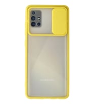 Newface Samsung Galaxy A71 Kılıf Palm Buzlu Kamera Sürgülü Silikon - Sarı