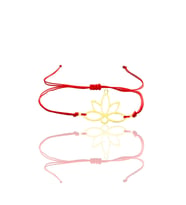 Gümüş altın yaldızlı lotus yaşam çiçeği kırmızı ipli bileklik SGTL12059GOLD