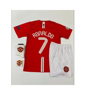 M.Unitedd Moskova 2008 Sezonu Cristiano Ronaldo Çocuk Forması 4'lü Set (RED-KISA-ARMALI)