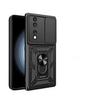 Honor 70 Kılıf Magnetik Standlı Kamera Korumalı Zore Sürgülü Vega Kapak (Siyah)